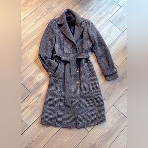 Wool winter trench coat style midi length coat